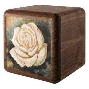 White Rose Walnut Wood Urn